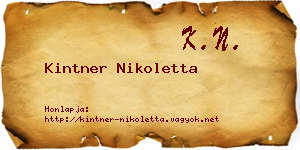 Kintner Nikoletta névjegykártya